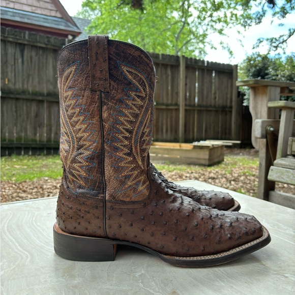 Men’s Ariat Gallup  Western Boots color Mocha Full Quill Ostrich Size 13D - Picture 2 of 16